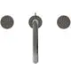 3-Loch Waschtischarmatur von Ideal Standard in Magnetic Grey, mit einem zentralen Hebel und zwei runden Bedienelementen auf der Wand montiert.